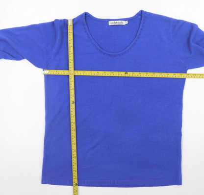 Cashmasoft Women's Blue L Acrylic Scoop Neck Pullover Jumper
