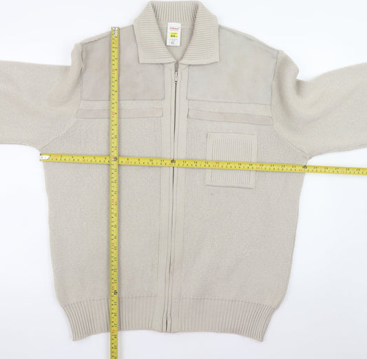 Mens UK Size XL Marks and Spencer Beige Full Zip Jumper