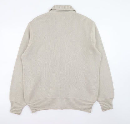 Mens UK Size XL Marks and Spencer Beige Full Zip Jumper