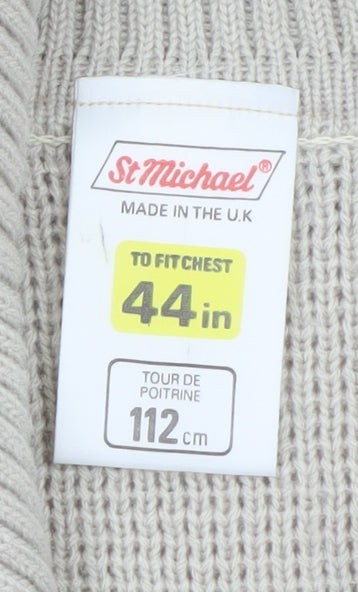 Mens UK Size XL Marks and Spencer Beige Full Zip Jumper