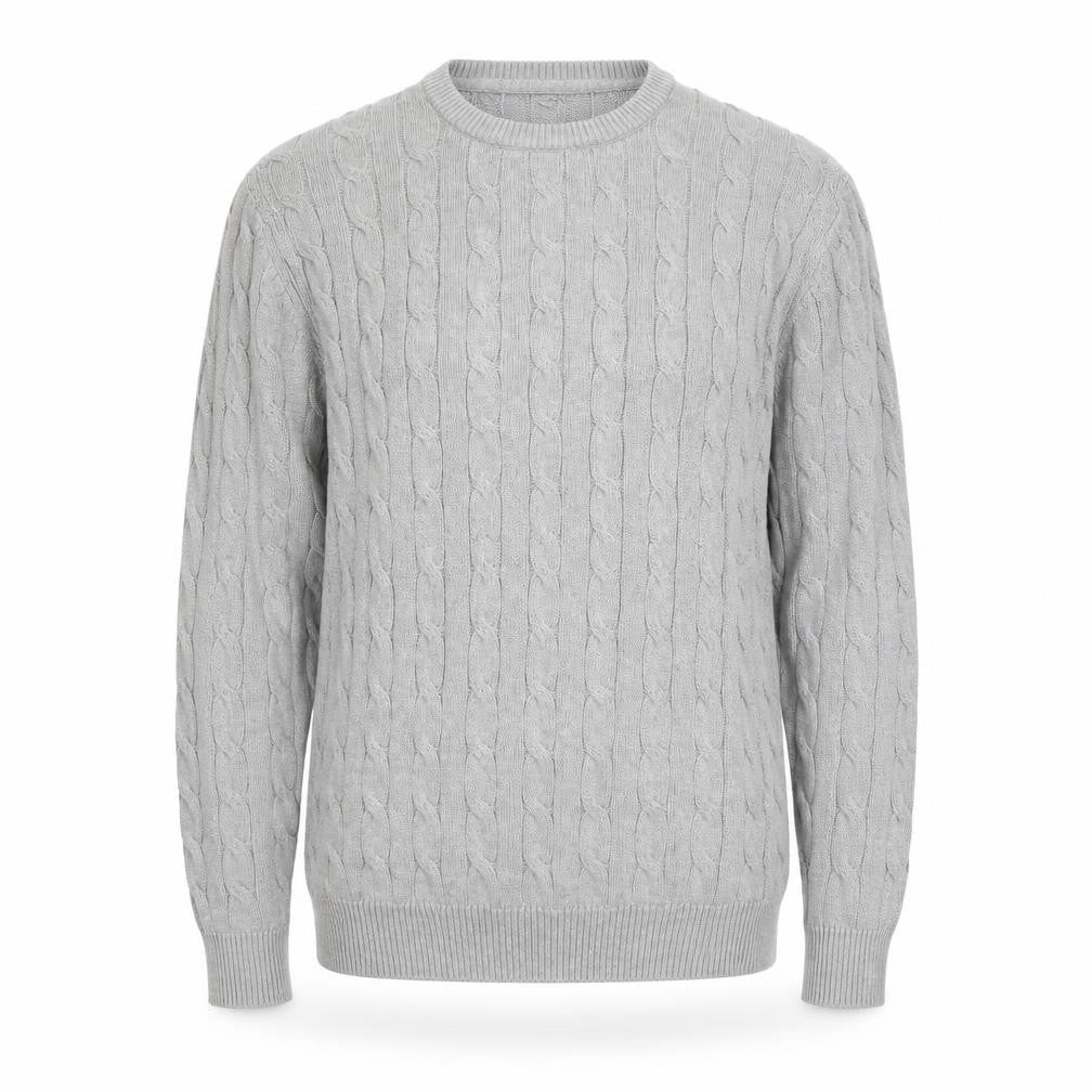 Howick Men's Grey Cable Knit Cotton Pullover Jumper M