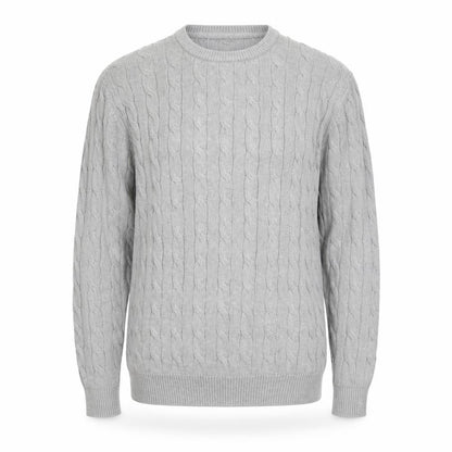 Howick Men's Grey Cable Knit Cotton Pullover Jumper M