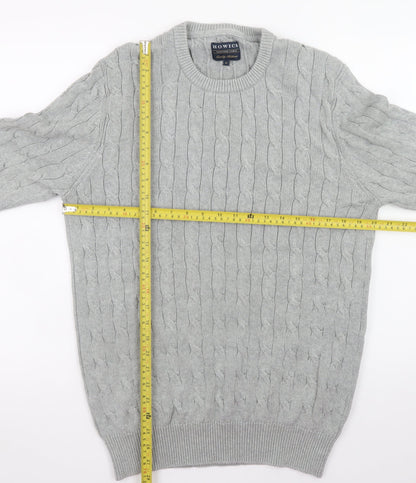 Howick Men's Grey Cable Knit Cotton Pullover Jumper M