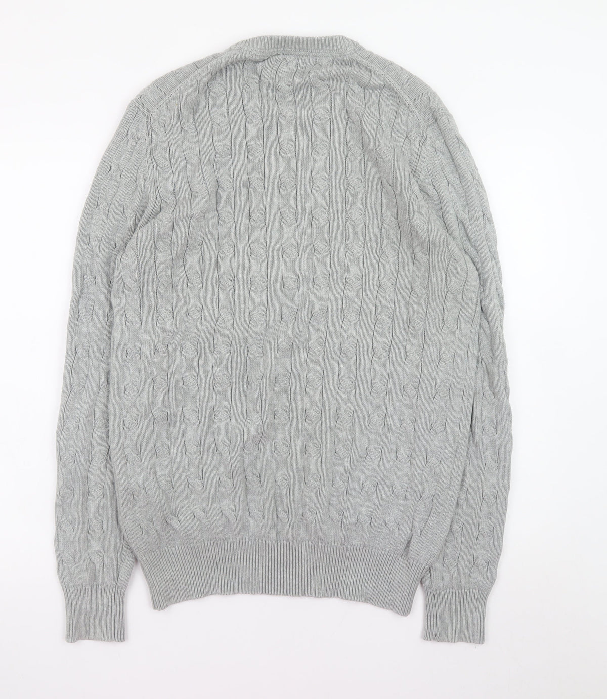 Howick Men's Grey Cable Knit Cotton Pullover Jumper M
