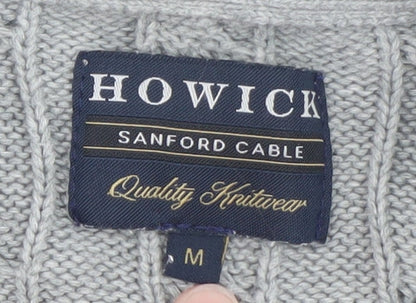 Howick Men's Grey Cable Knit Cotton Pullover Jumper M