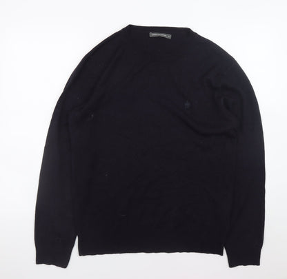 French Connection Men's Black Wool Crew Neck Jumper Size M