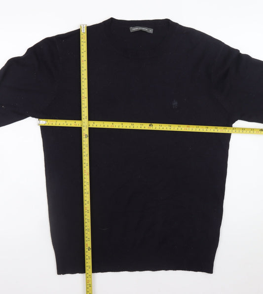 French Connection Men's Black Wool Crew Neck Jumper Size M
