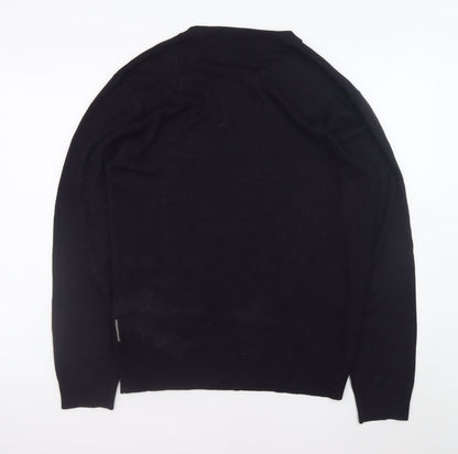 French Connection Men's Black Wool Crew Neck Jumper Size M