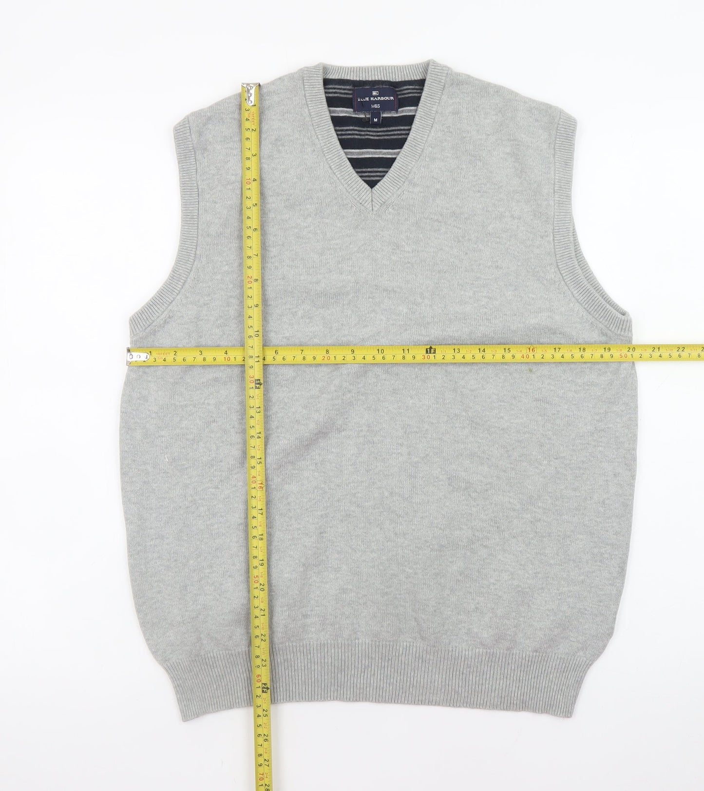 Mens UK Size M Marks and Spencer Grey Vest Jumper
