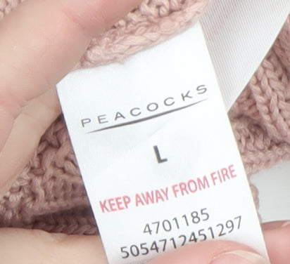 Peacocks Women Pink L Open-Knit Long Sleeve Cardigan
