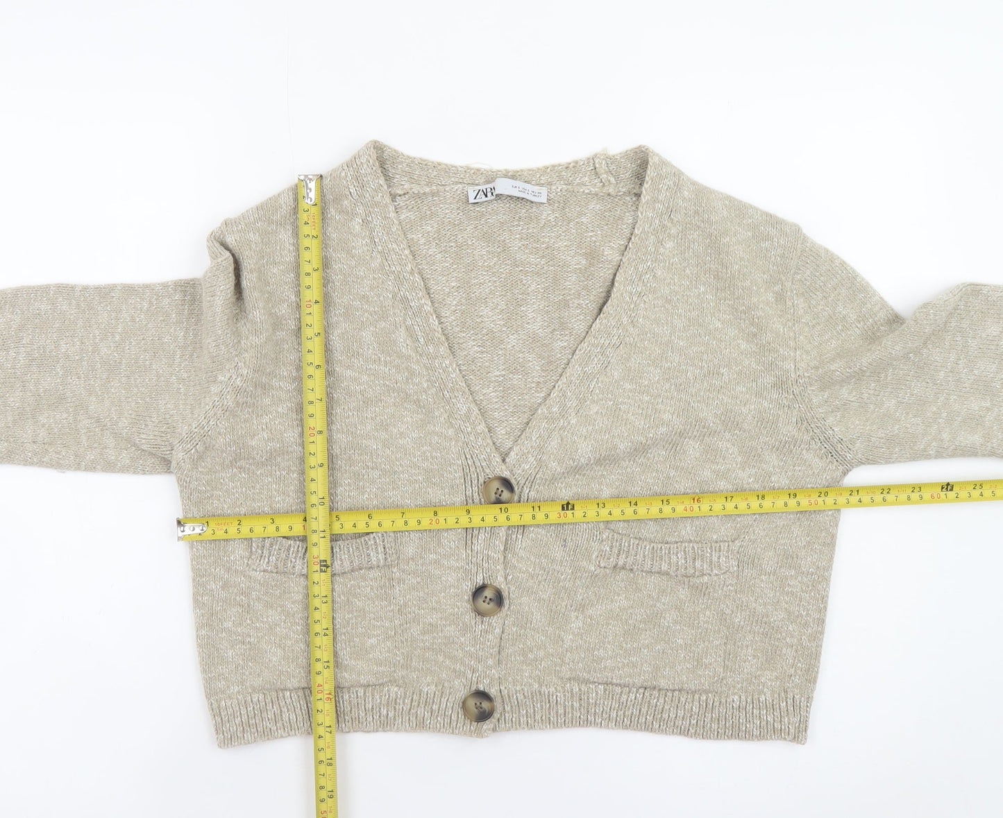 Womens UK Size S Zara Beige Cardigan Jumper