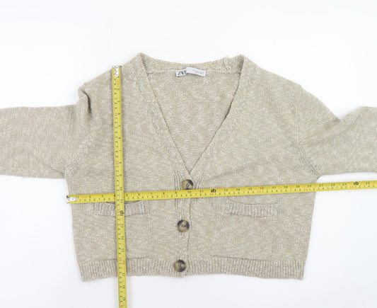 Womens UK Size S Zara Beige Cardigan Jumper