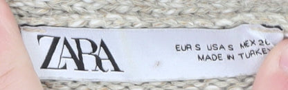 Womens UK Size S Zara Beige Cardigan Jumper