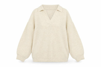 Marks and Spencer Womens Beige Collared Pullover Jumper L Relaxed Fit Knit