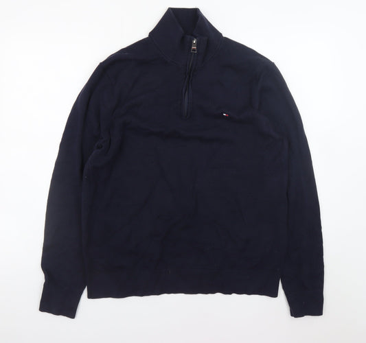 Mens UK Size XL Tommy Hilfiger Blue 1/2 Zip Jumper