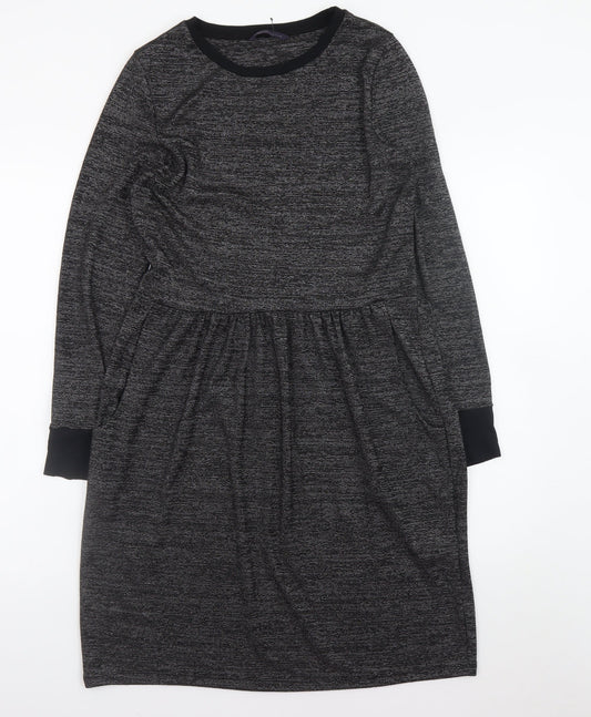 Marks and Spencer Women Grey Size 12 Knit Fit & Flare Dress