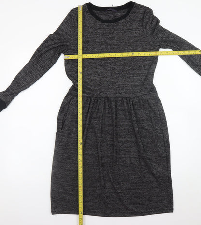 Marks and Spencer Women Grey Size 12 Knit Fit & Flare Dress
