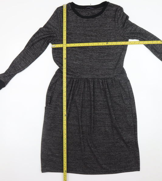 Marks and Spencer Women Grey Size 12 Knit Fit & Flare Dress