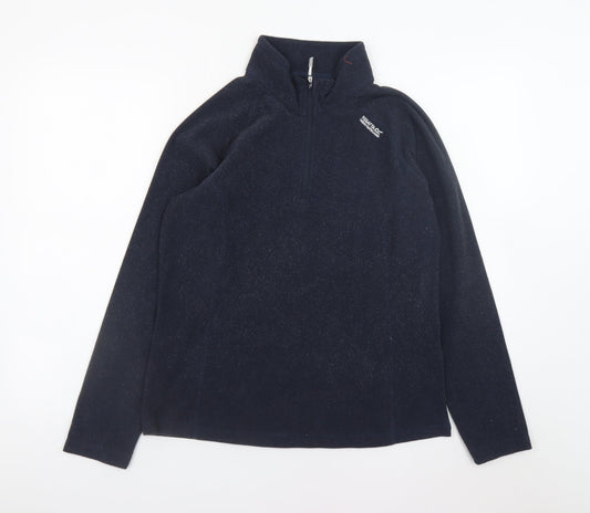Additional front view of Regatta unisex blue fleece 1/4 zip pullover sweatshirt s