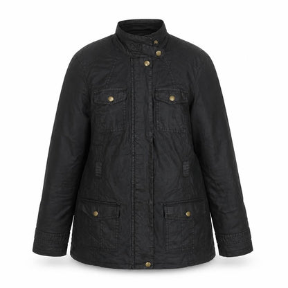 M&Co Women Black Size 10 Waxed Lightweight Utility Jacket