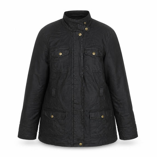 M&Co Women Black Size 10 Waxed Lightweight Utility Jacket