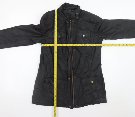 M&Co Women Black Size 10 Waxed Lightweight Utility Jacket