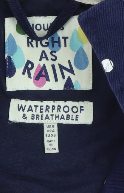 Womens UK Size 8 Joules Blue Rain Coat