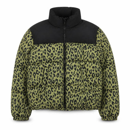 ONLY Girls Green Leopard Print Puffer Jacket 12 Years Winter Coat