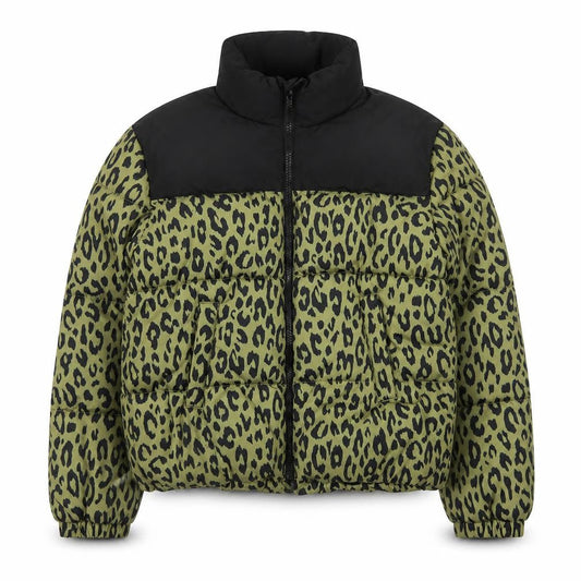 ONLY Girls Green Leopard Print Puffer Jacket 12 Years Winter Coat