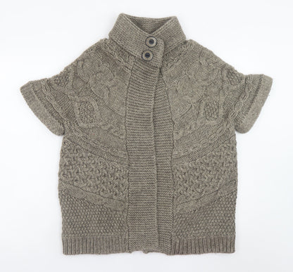 Marks and Spencer Women Beige Cable-Knit Short Sleeve Cardigan UK 14