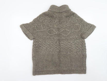 Marks and Spencer Women Beige Cable-Knit Short Sleeve Cardigan UK 14