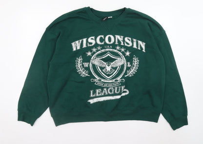 Womens UK Size 16 H&M Green Pullover Sweatshirt