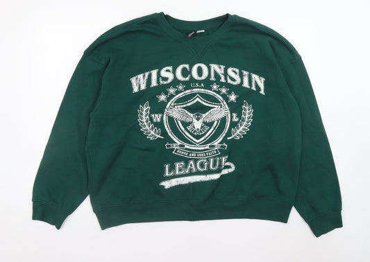 Womens UK Size 16 H&M Green Pullover Sweatshirt