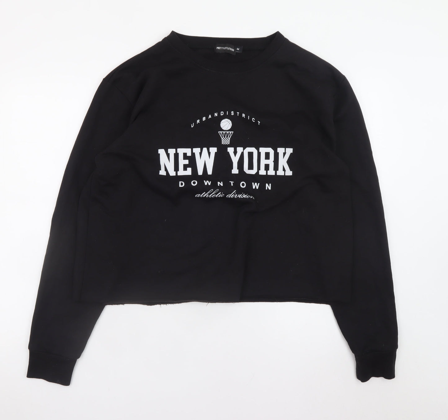 Womens UK Size M PRETTYLITTLETHING Black Pullover Sweatshirt