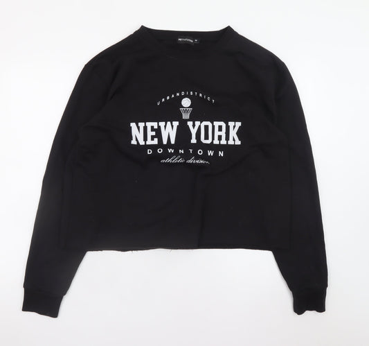 Womens UK Size M PRETTYLITTLETHING Black Pullover Sweatshirt