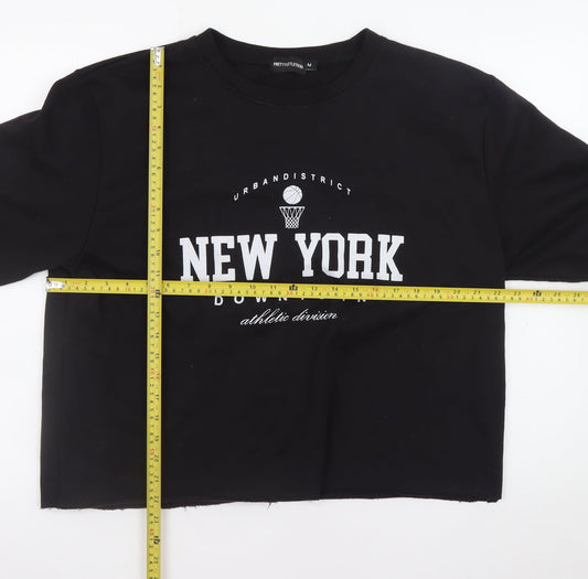 Womens UK Size M PRETTYLITTLETHING Black Pullover Sweatshirt