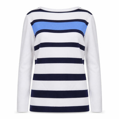 Marble Womens Blue Striped Crew Neck Long Sleeve Jumper Size 10