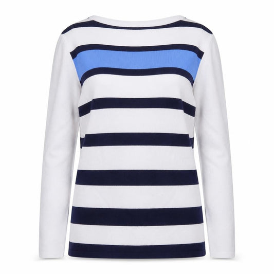 Marble Womens Blue Striped Crew Neck Long Sleeve Jumper Size 10