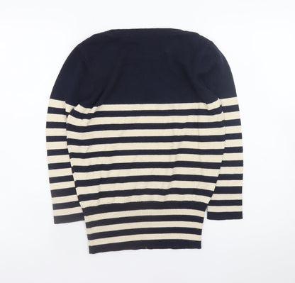 Laura Ashley Women’s Blue Striped Nautical Anchor Jumper UK 10
