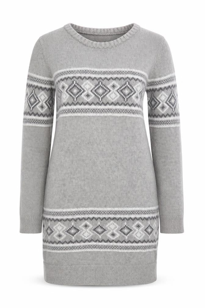 Front view of Crew Clothing Women Grey, size 8, Knit Jumper Dress