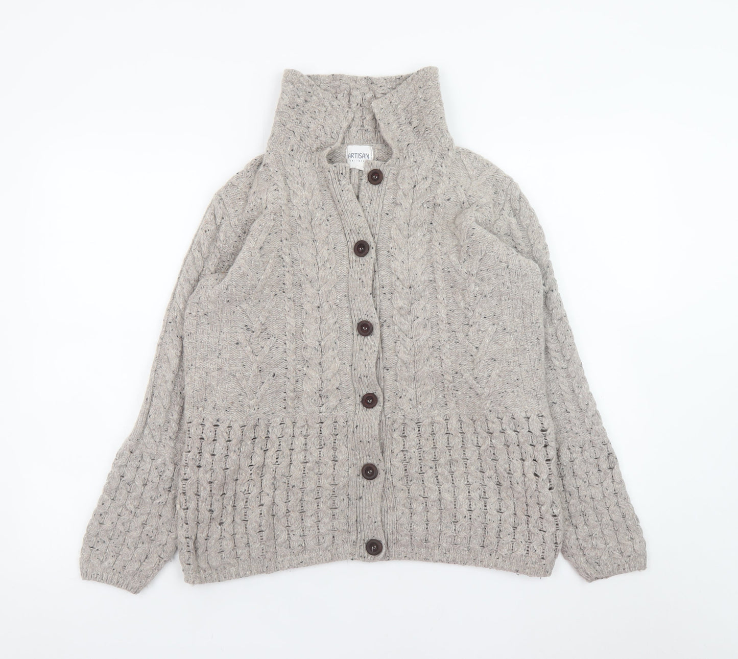 Womens UK Size M Artisan Knitwear Beige Cardigan Jumper