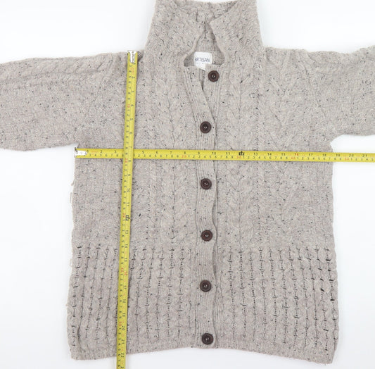 Womens UK Size M Artisan Knitwear Beige Cardigan Jumper
