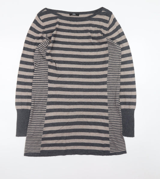 Marks and Spencer Women’s Grey Striped Long Sleeve Jumper Dress Size 18