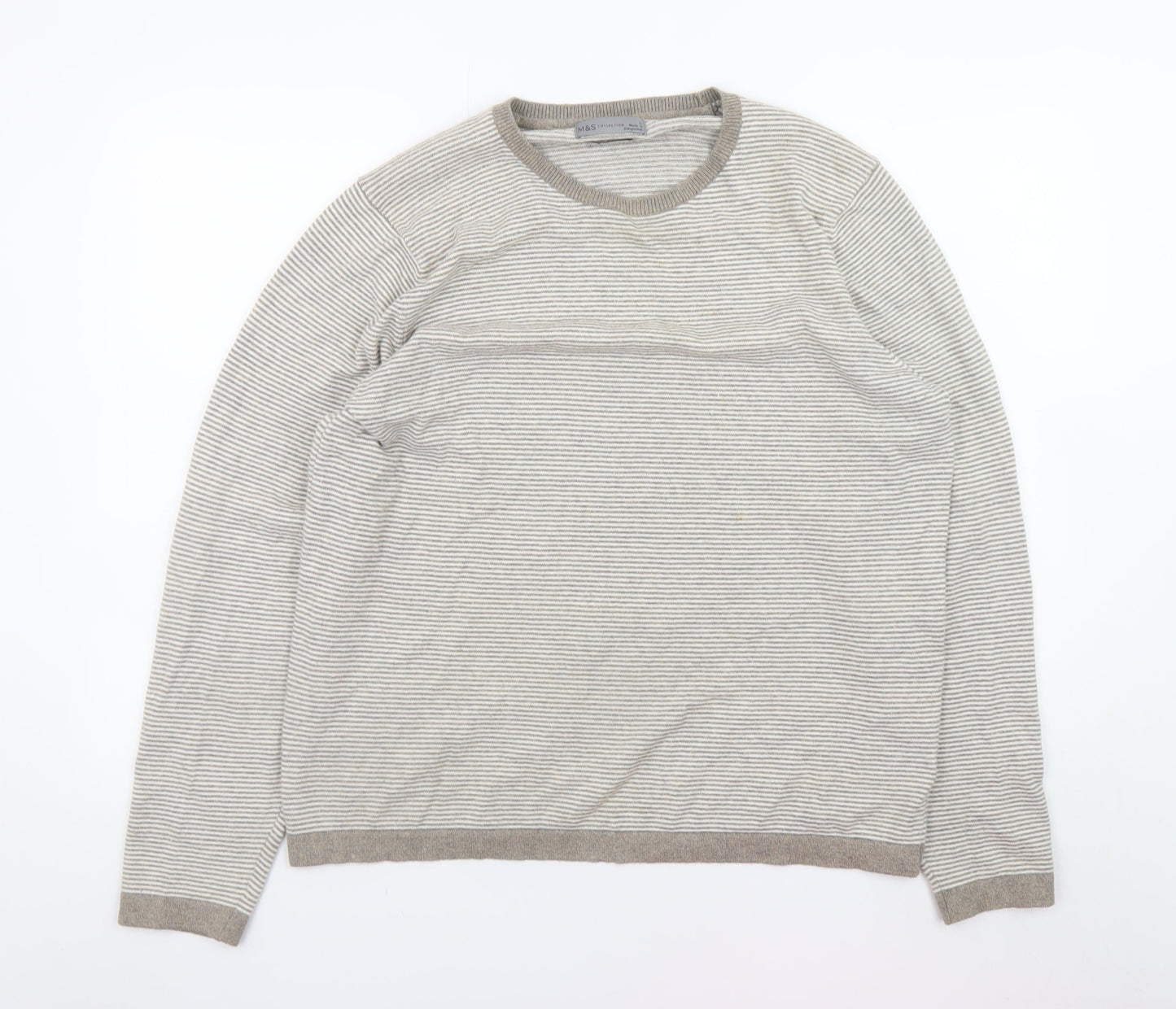 Mens UK Size L Marks and Spencer Beige Pullover Jumper