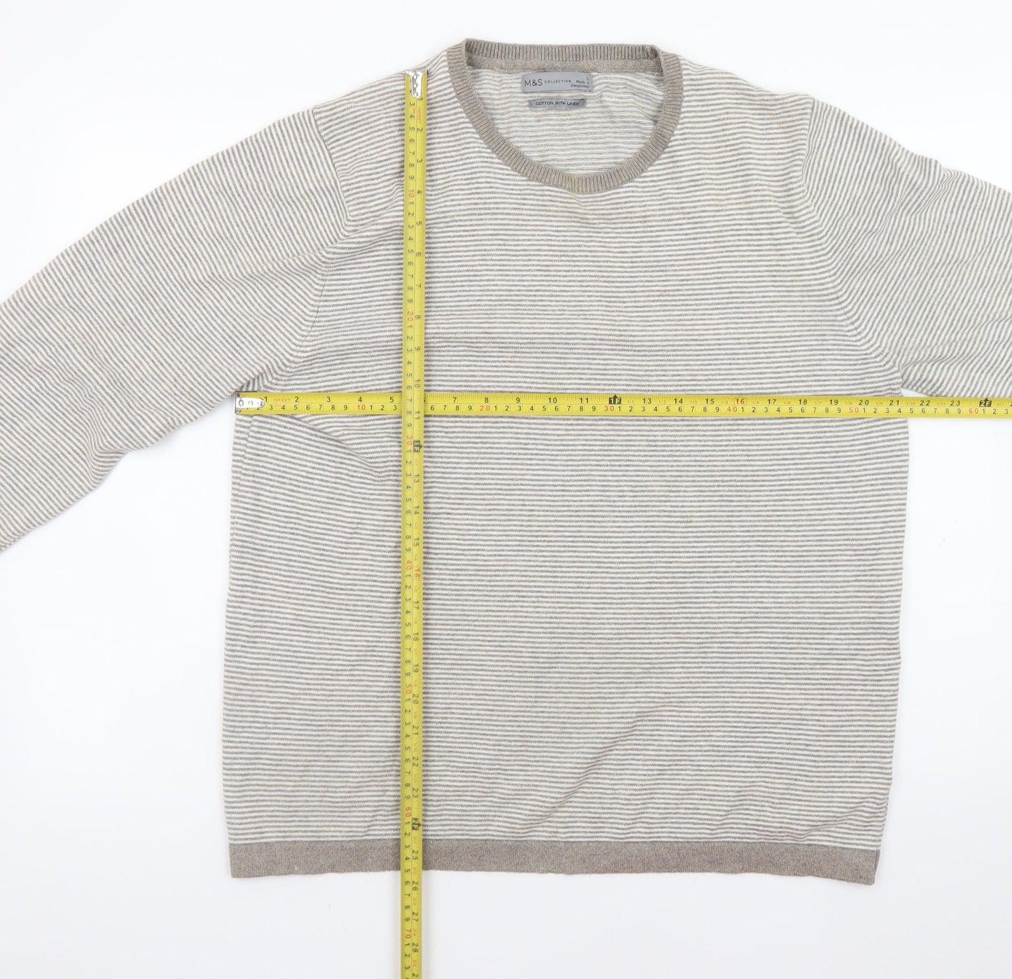 Mens UK Size L Marks and Spencer Beige Pullover Jumper