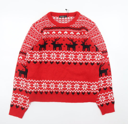 Mens UK Size XL Boohoo Red Pullover Jumper