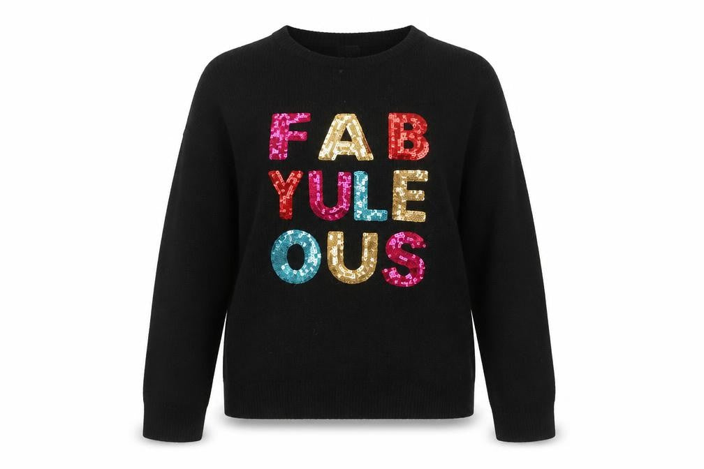 Womens UK Size 14 Festive Fun Black Pullover Jumper