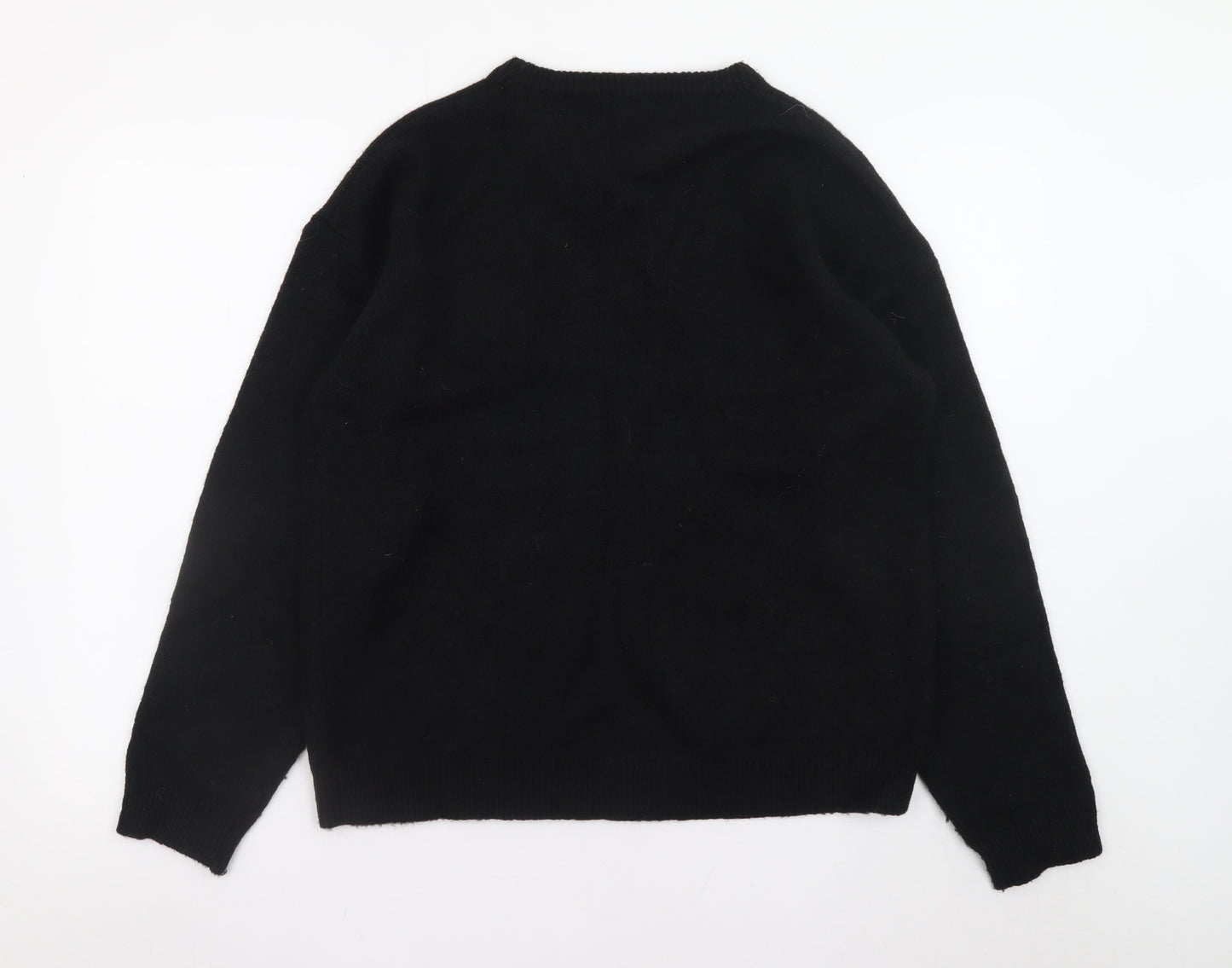 Womens UK Size 14 Festive Fun Black Pullover Jumper
