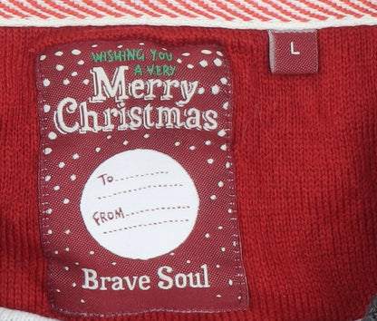 Mens UK Size L Brave Soul Grey Pullover Jumper