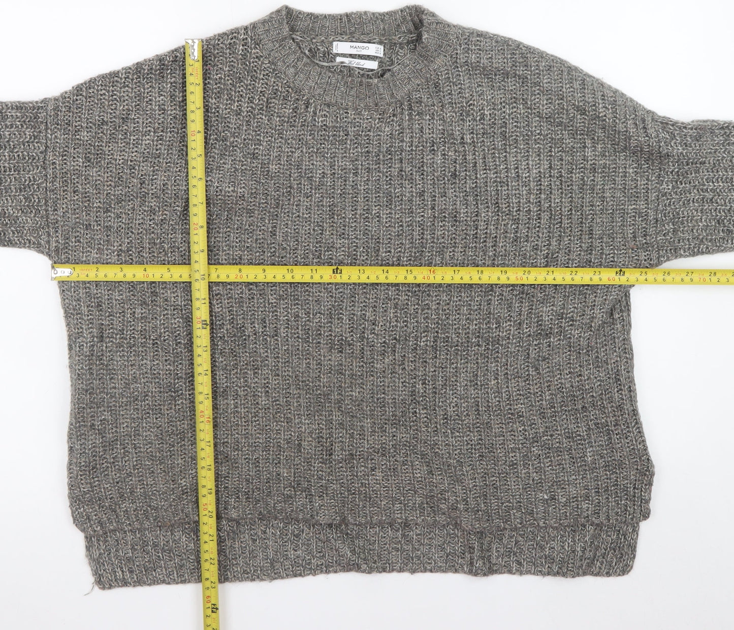 Mens UK Size M Mango Grey Pullover Jumper